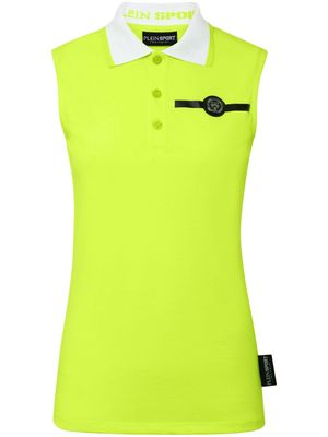 Plein Sport logo-appliqué sleeveless polo shirt - Yellow