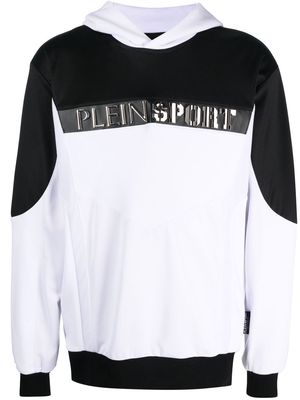 Plein Sport logo-lettering long-sleeved hoodie - Black