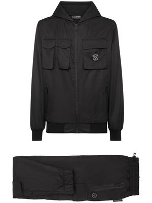 Plein Sport logo-patch cargo-pocket tracksuit - Black