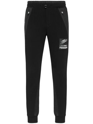 Plein Sport logo-patch cotton-blend track pants - Black