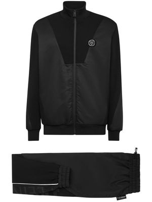 Plein Sport logo-patch panelled-design tracksuit - "02 black"