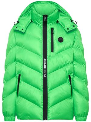 Plein Sport logo-patch puffer jacket - Green