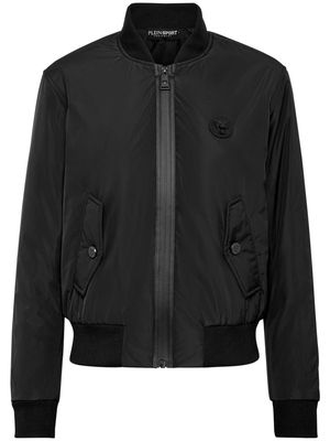 Plein Sport logo-patch zip-up bomber jacket - Black