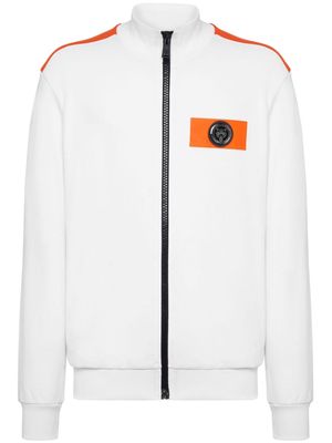 Plein Sport logo-patch zip-up jacket - White
