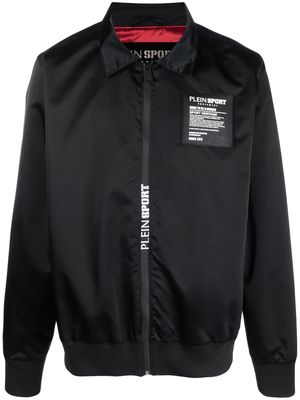 Plein Sport logo-patch zip-up shirt jacket - Black