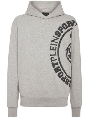 Plein Sport logo-print cotton-blend hoodie - Grey