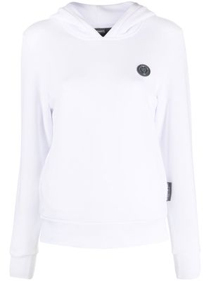 Plein Sport logo-print cotton hoodie - White