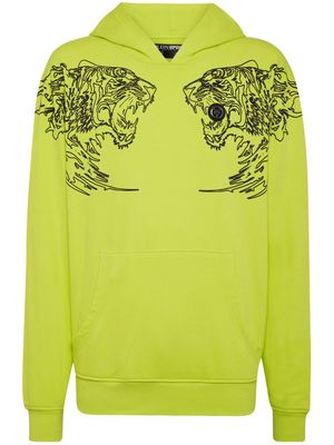 Plein Sport logo-print cotton hoodie - Yellow