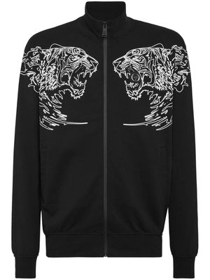 Plein Sport logo-print cotton jacket - Black