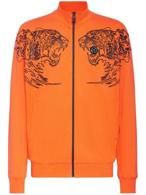Plein Sport logo-print cotton jacket - Orange