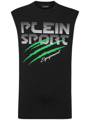 Plein Sport logo-print cotton tank - Black