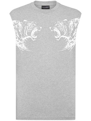 Plein Sport logo-print cotton tank top - Grey