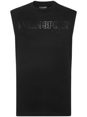Plein Sport logo-print cotton vest - Black