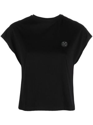 Plein Sport logo-print cropped T-shirt - Black