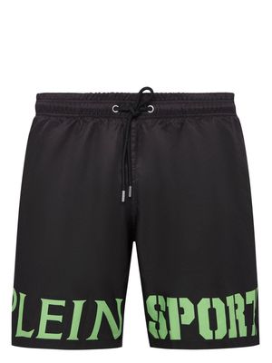 Plein Sport logo-print drawstring swim shorts - Black