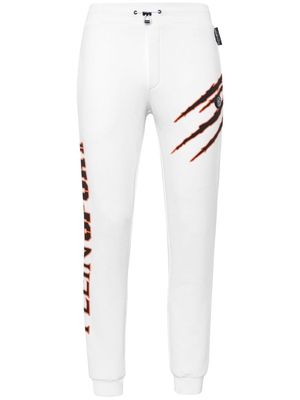 Plein Sport logo-print drawstring-waistband track pants - White