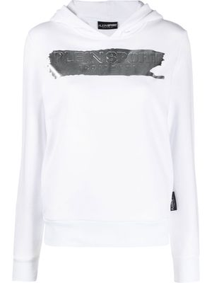 Plein Sport logo-print hooded sweatshirt - White