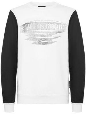 Plein Sport logo-print panelled sweatshirt - White