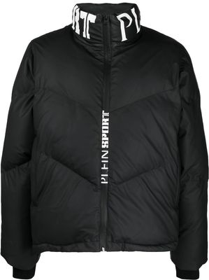 Plein Sport logo-print puffer jacket - Black