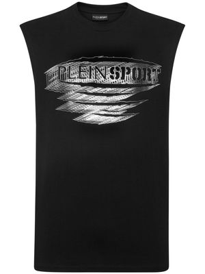 Plein Sport logo-print sleeveless T-shirt - Black