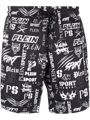 Plein Sport logo-print swim shorts - Black