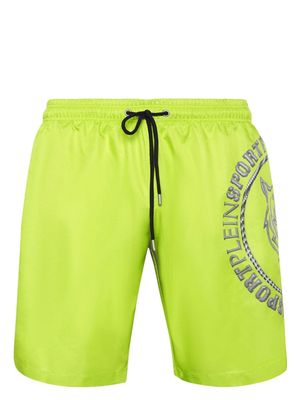 Plein Sport logo-print swim shorts - Yellow