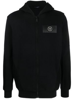 Plein Sport logo-print zip-up hoodie - Black