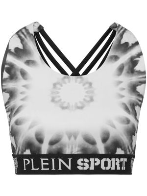 Plein Sport logo-underband graphic-print bra - Black