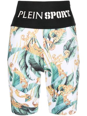 Plein Sport logo-waistband cycling shorts - White