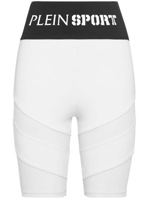Plein Sport logo-waistband cyclist shorts - White