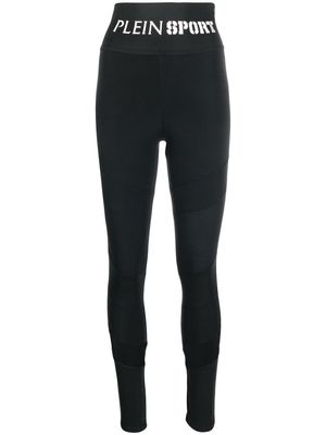 Plein Sport logo-waistband high-waisted leggings - Black