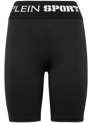 Plein Sport logo-waistband jogging cycling shorts - Black