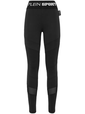 Plein Sport logo-waistband jogging leggings - Black