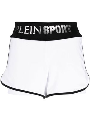 Plein Sport logo-waistband jogging shorts - White