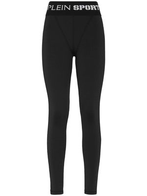 Plein Sport logo-waistband leggings - Black