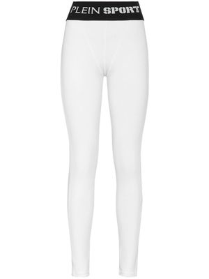 Plein Sport logo-waistband leggings - White