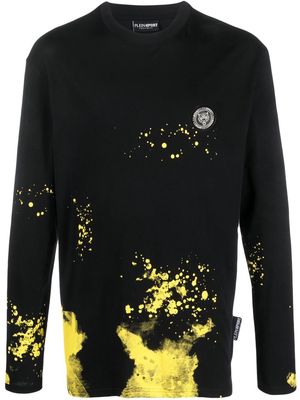 Plein Sport paint splatter-print long-sleeved T-shirt - Black
