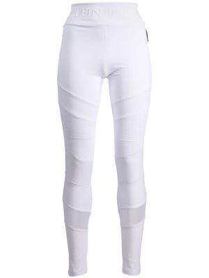 Plein Sport ribbed-panelled jogging leggings - White