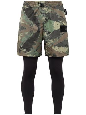Plein Sport Running camouflage-print shorts - Black