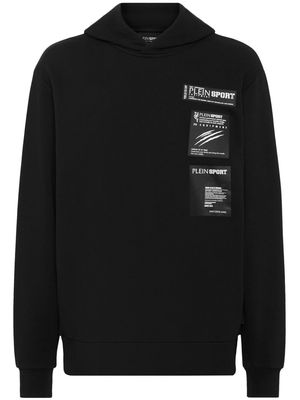 Plein Sport Scratch logo-patch hoodie - Black