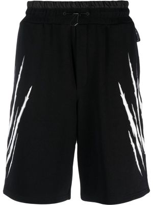 Plein Sport scratch-print jogging shorts - Black