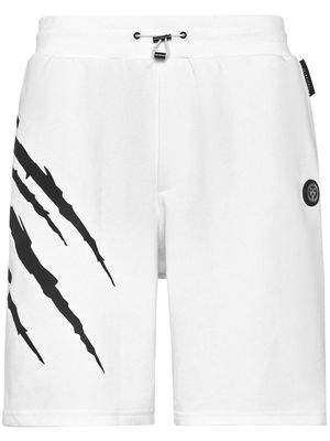 Plein Sport Scratch-print track shorts - White