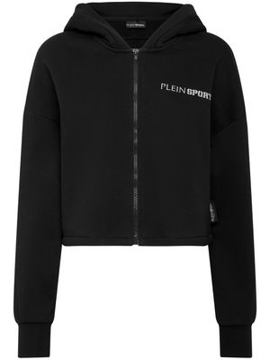 Plein Sport Scratch-print zip-up hoodie - Black