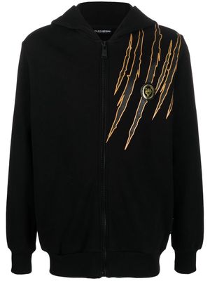 Plein Sport scratch-print zipped hoodie - Black