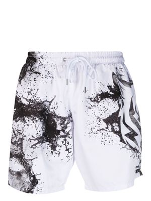 Plein Sport Splash Extreme drawstring swim shorts - White