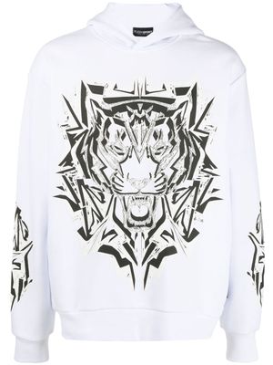 Plein Sport Thunder Tiger graphic-print hoodie - White