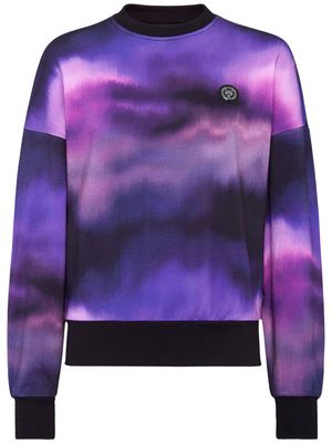 Plein Sport tie-dye print logo-patch sweatshirt - Purple