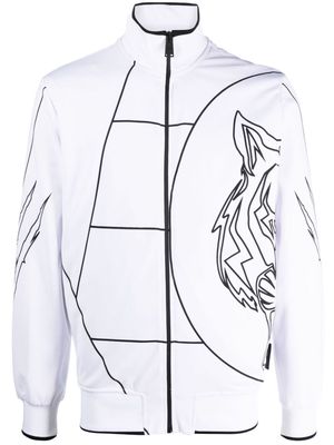 Plein Sport Tiger Court zip-up sweatshirt - White