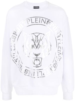 Plein Sport tiger-head logo-print sweatshirt - White