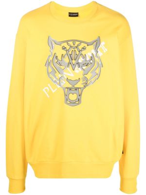 Plein Sport tiger-head long-sleeve sweatshirt - Yellow